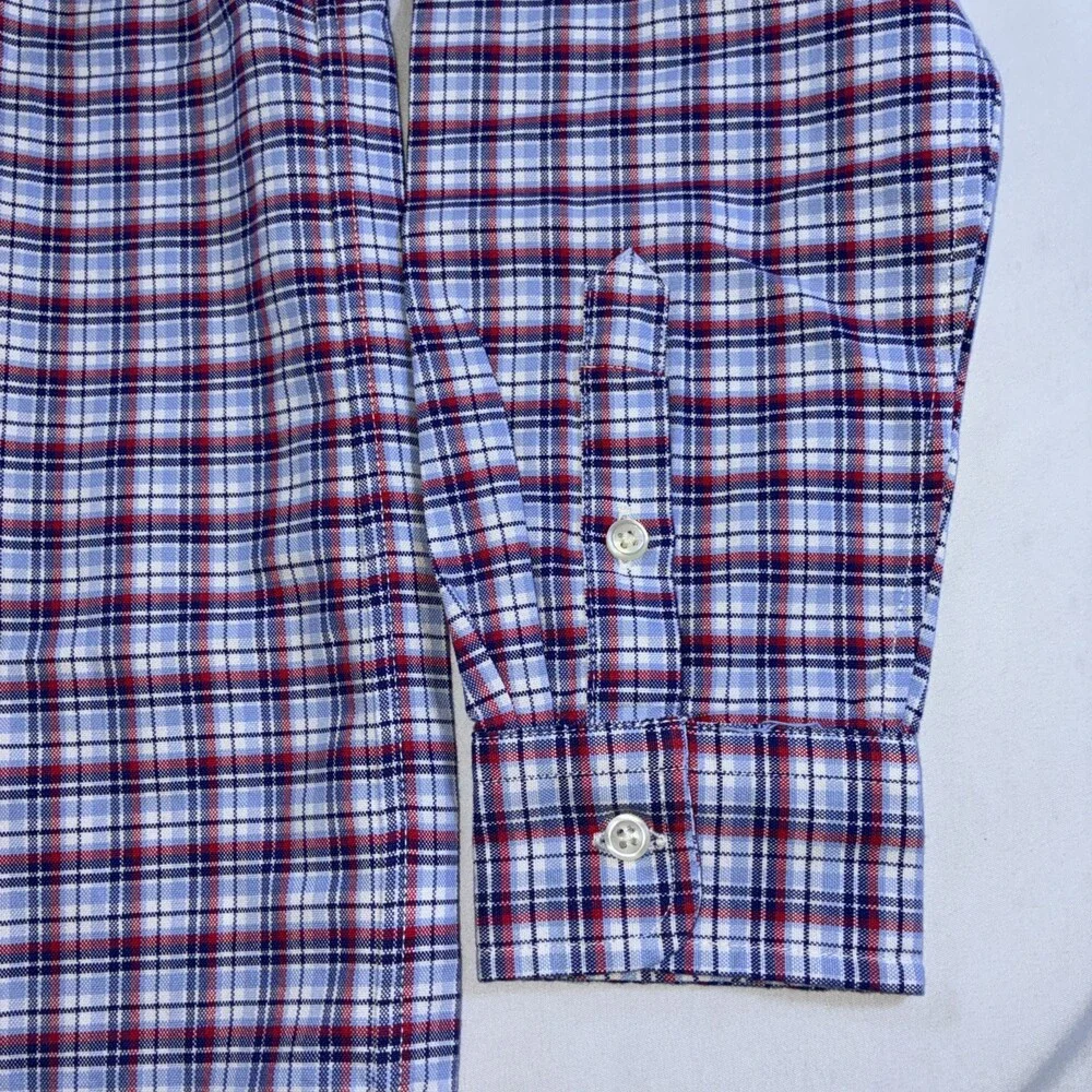Ralph Lauren Kids XL 18-20 Red White Blue Plaid Long Sleeve Button Down Shirt‎